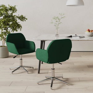 vidaXL Dining Chairs 2 pcs Swivel Dark Green Fabric