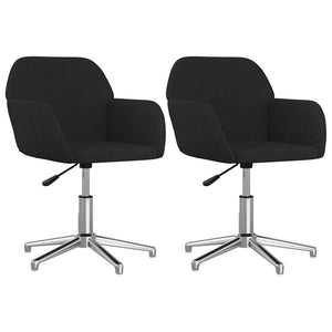 vidaXL Dining Chairs 2 pcs Swivel Black Fabric
