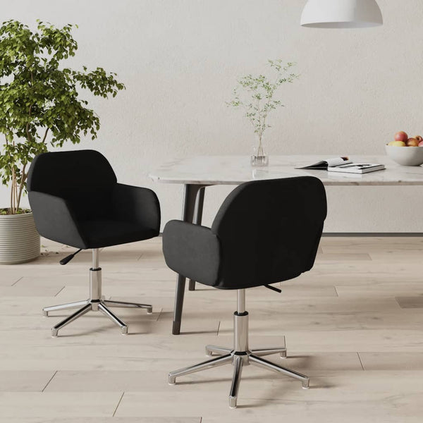 vidaXL Dining Chairs 2 pcs Swivel Black Fabric