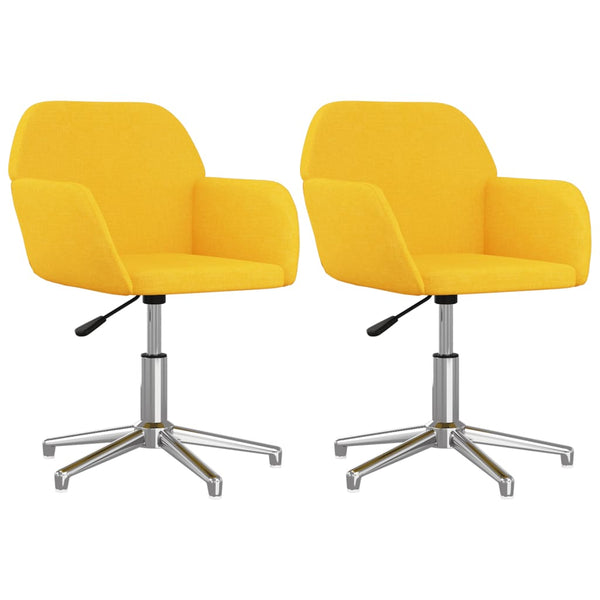 vidaXL Dining Chairs 2 pcs Swivel Mustard Yellow Fabric