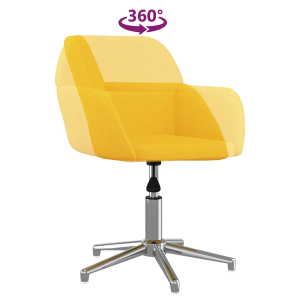 vidaXL Dining Chairs 2 pcs Swivel Mustard Yellow Fabric