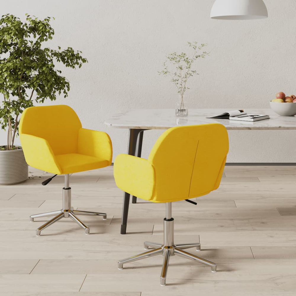vidaXL Dining Chairs 2 pcs Swivel Mustard Yellow Fabric