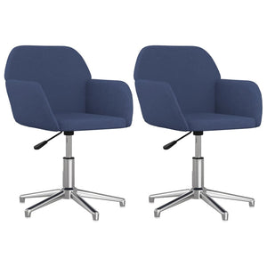 vidaXL Dining Chairs 2 pcs Swivel Blue Fabric