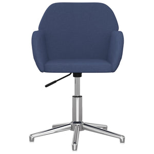 vidaXL Dining Chairs 2 pcs Swivel Blue Fabric
