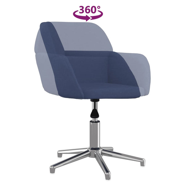 vidaXL Dining Chairs 2 pcs Swivel Blue Fabric