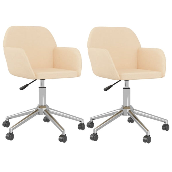 vidaXL Dining Chairs 2 pcs Swivel Cream Fabric