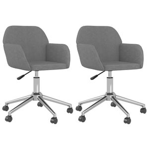 vidaXL Dining Chairs 2 pcs Swivel Light Grey Fabric