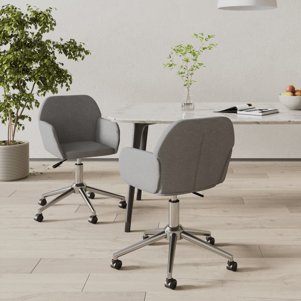 vidaXL Dining Chairs 2 pcs Swivel Light Grey Fabric