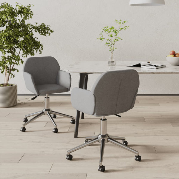 vidaXL Dining Chairs 2 pcs Swivel Light Grey Fabric