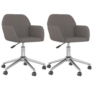 vidaXL Dining Chairs 2 pcs Swivel Dark Grey Fabric