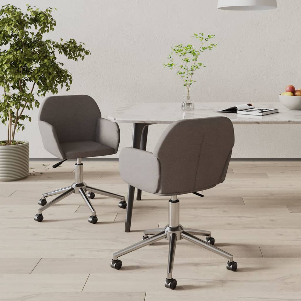 vidaXL Dining Chairs 2 pcs Swivel Dark Grey Fabric