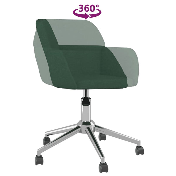 vidaXL Dining Chairs 2 pcs Swivel Dark Green Fabric