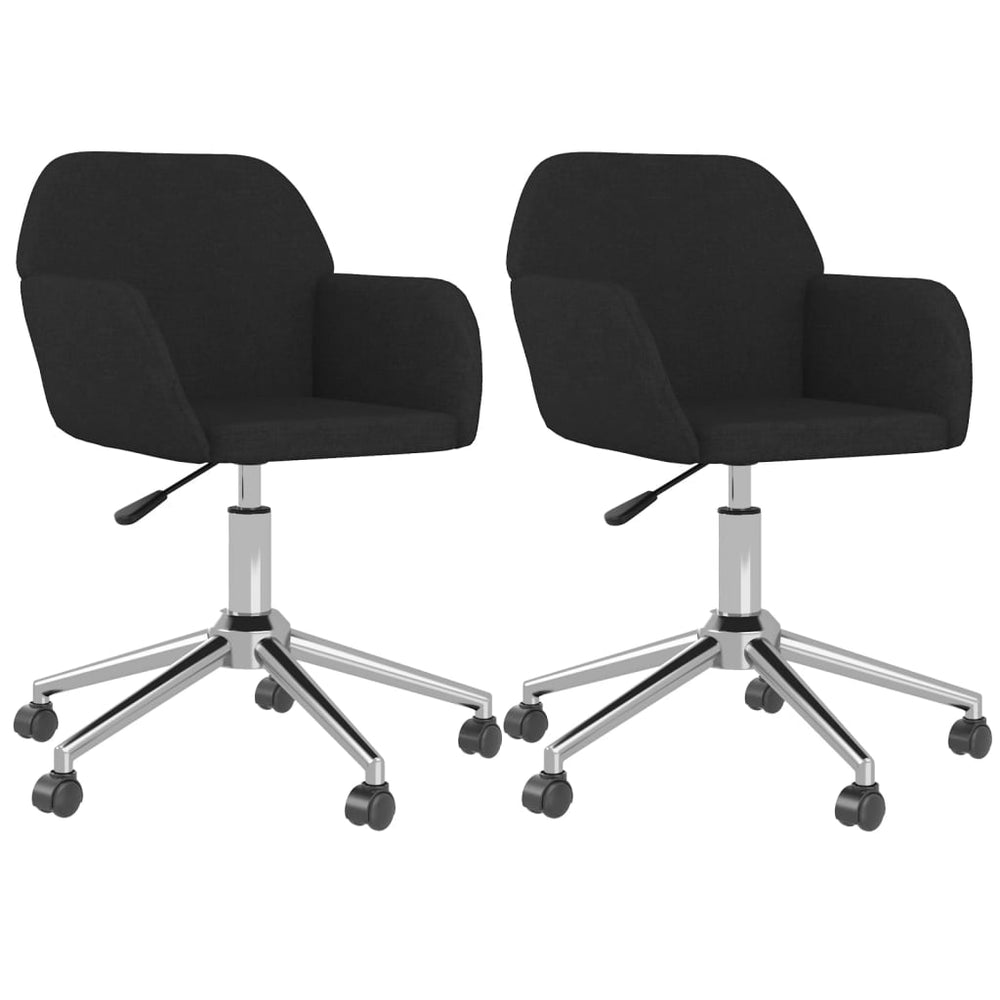 vidaXL Dining Chairs 2 pcs Swivel Black Fabric
