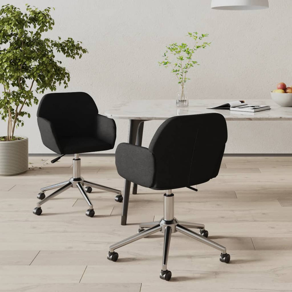 vidaXL Dining Chairs 2 pcs Swivel Black Fabric