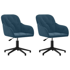 vidaXL Dining Chairs 2 pcs. Swivel Blue Velvet