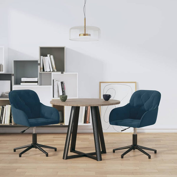 vidaXL Dining Chairs 2 pcs. Swivel Blue Velvet