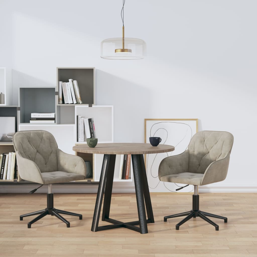 vidaXL Dining Chairs 2 pcs Swivel Light Grey Velvet