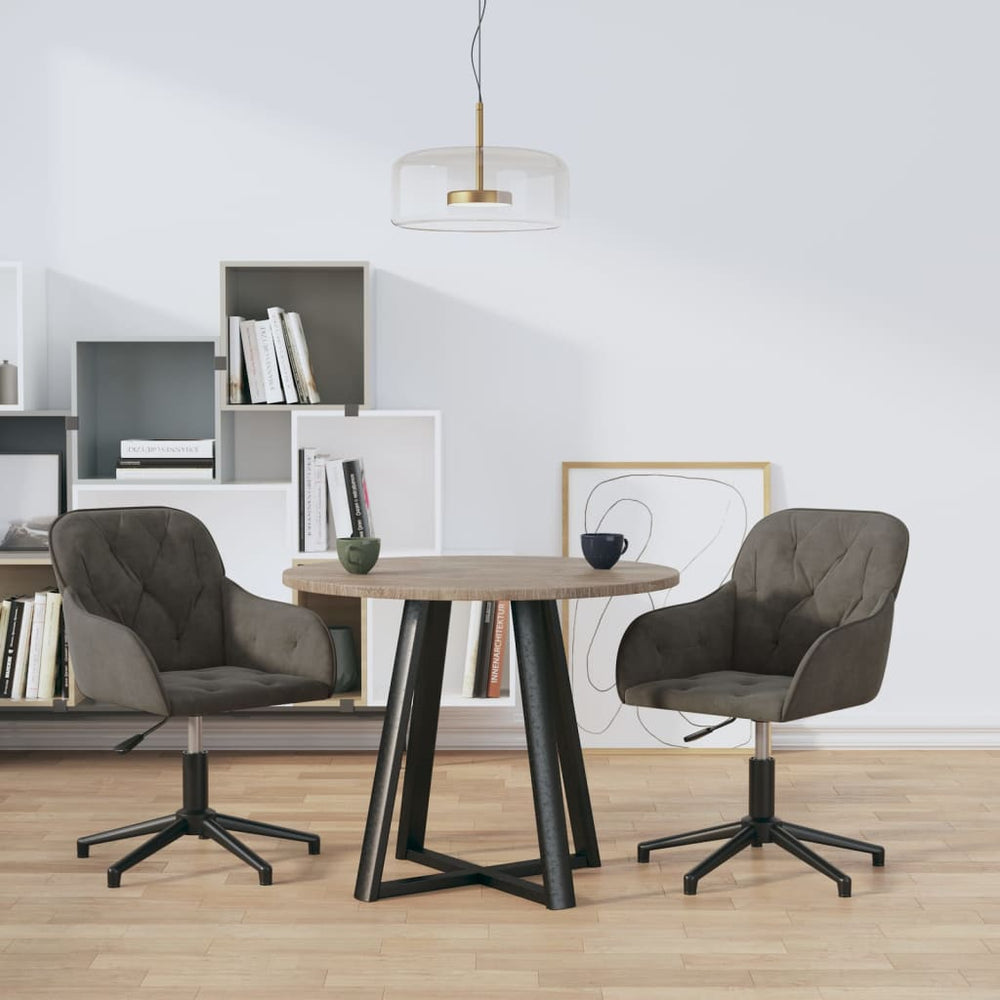 vidaXL Dining Chairs 2 pcs Swivel Dark Grey Velvet