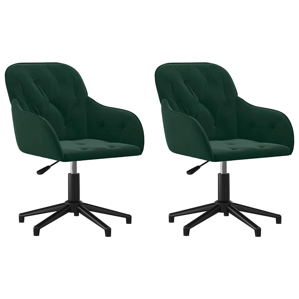 vidaXL Dining Chairs 2 pcs Swivel Dark Green Velvet
