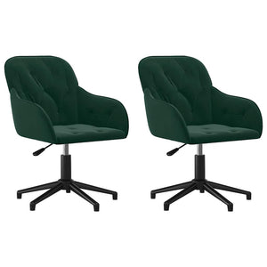 vidaXL Dining Chairs 2 pcs Swivel Dark Green Velvet