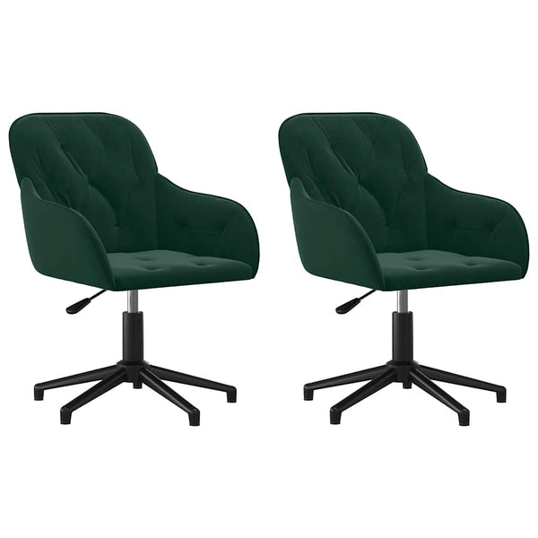 vidaXL Dining Chairs 2 pcs Swivel Dark Green Velvet