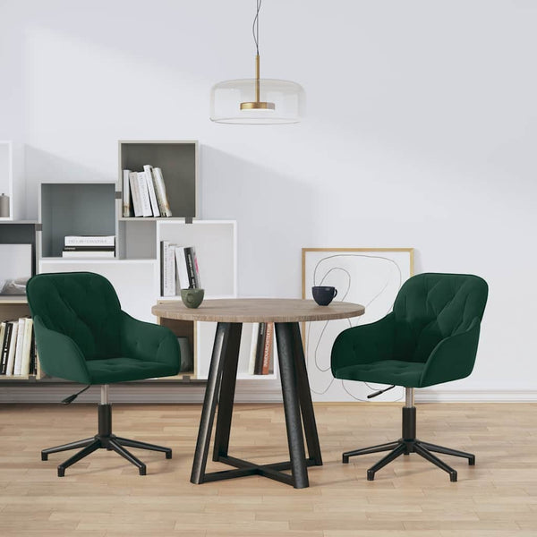 vidaXL Dining Chairs 2 pcs Swivel Dark Green Velvet