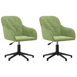 vidaXL Dining Chairs 2 pcs Swivel Light Green Velvet