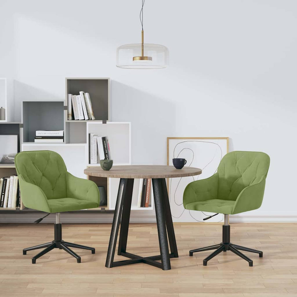 vidaXL Dining Chairs 2 pcs Swivel Light Green Velvet