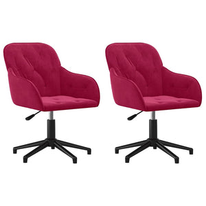 vidaXL Dining Chairs 2 pcs Swivel Wine Red Velvet