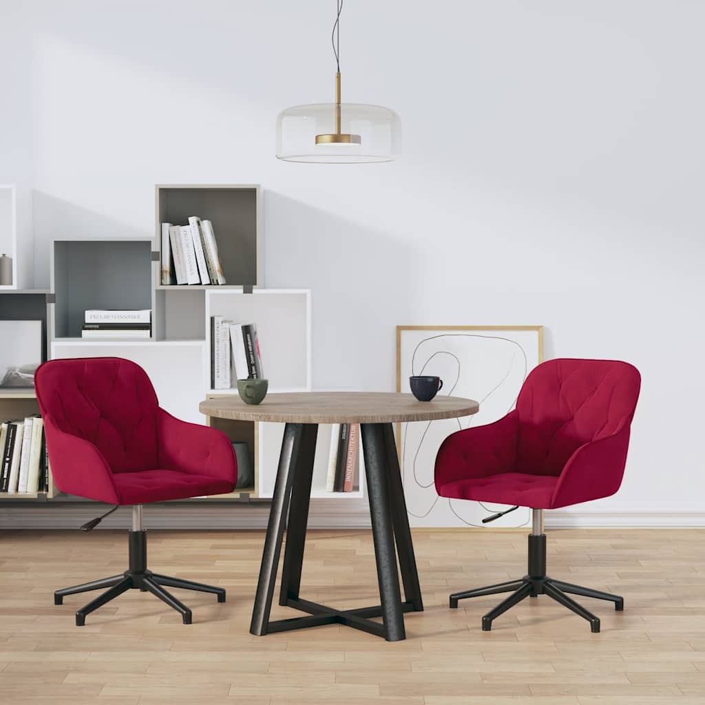 vidaXL Dining Chairs 2 pcs Swivel Wine Red Velvet