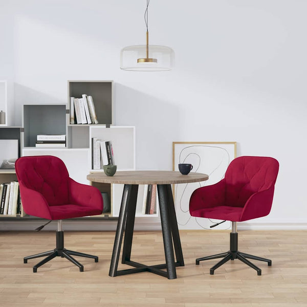 vidaXL Dining Chairs 2 pcs Swivel Wine Red Velvet