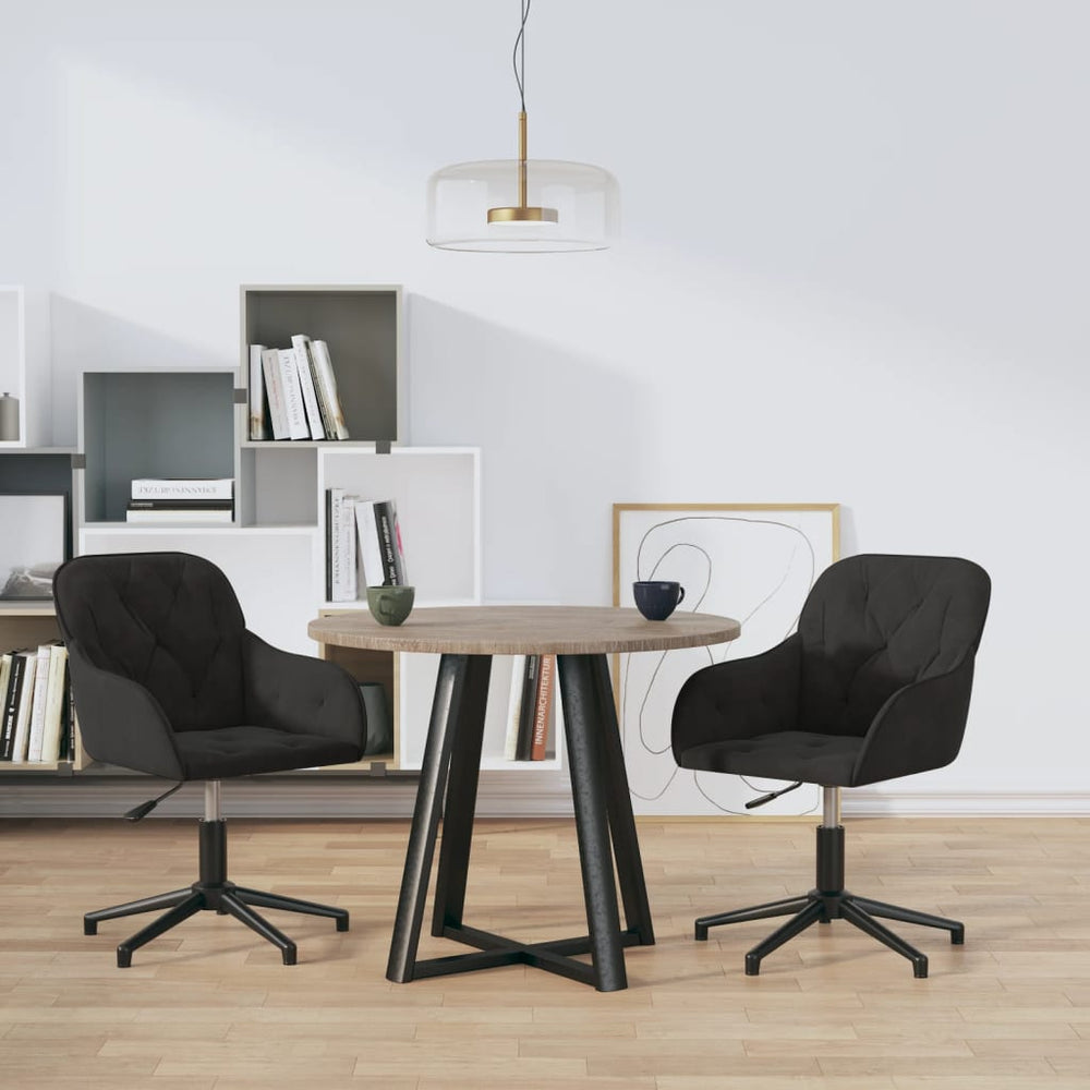 vidaXL Dining Chairs 2 pcs Swivel Black Velvet