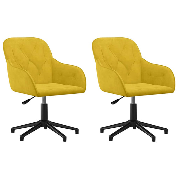 vidaXL Dining Chairs 2 pcs. Swivel Yellow Velvet