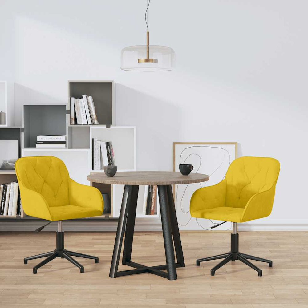 vidaXL Dining Chairs 2 pcs. Swivel Yellow Velvet