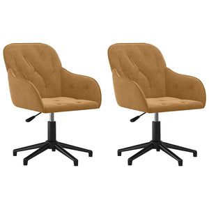 vidaXL Dining Chairs 2 pcs. Swivel Brown Velvet
