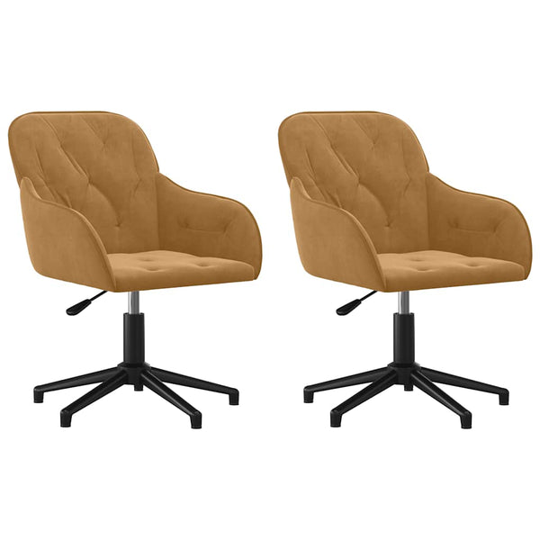 vidaXL Dining Chairs 2 pcs. Swivel Brown Velvet