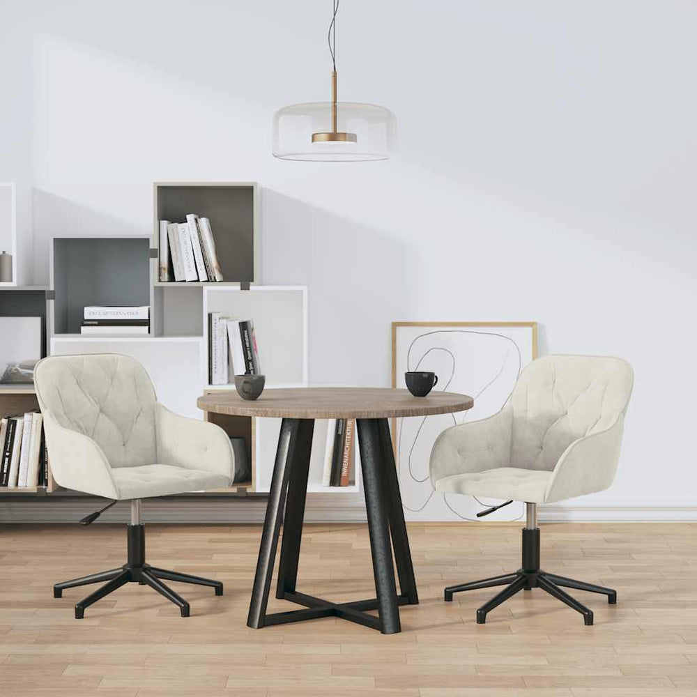 vidaXL Dining Chairs 2 pcs Swivel Cream Velvet
