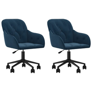 vidaXL Dining Chairs 2 pcs. Swivel Blue Velvet