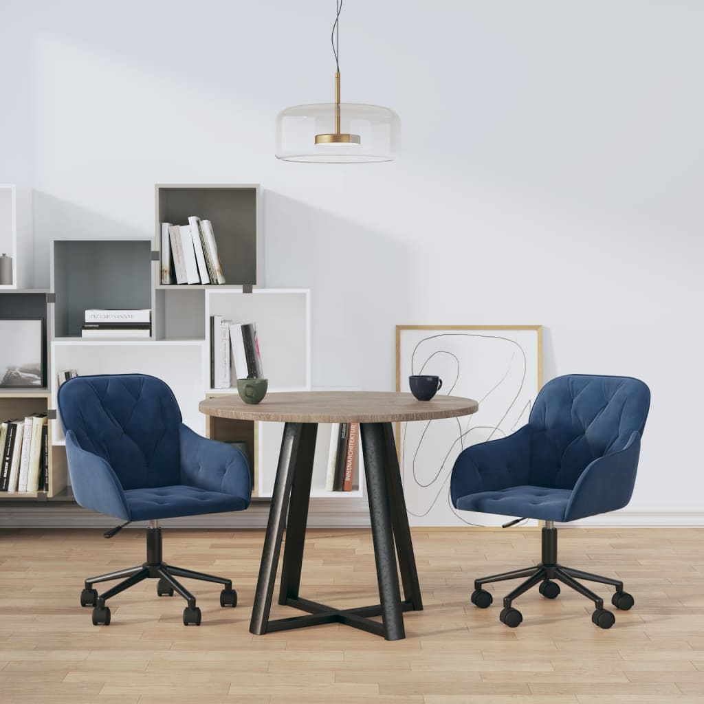 vidaXL Dining Chairs 2 pcs. Swivel Blue Velvet
