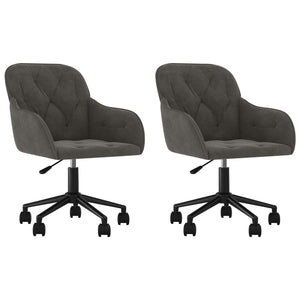 vidaXL Dining Chairs 2 pcs Swivel Dark Grey Velvet