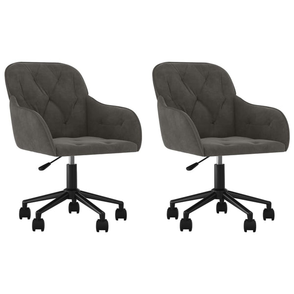 vidaXL Dining Chairs 2 pcs Swivel Dark Grey Velvet