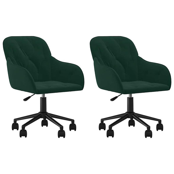 vidaXL Dining Chairs 2 pcs Swivel Dark Green Velvet