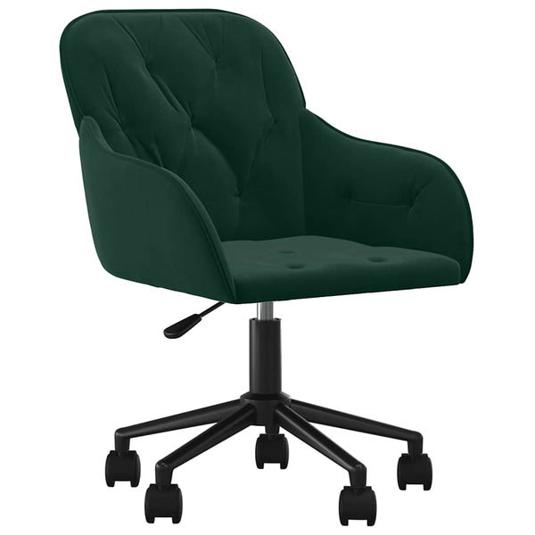 vidaXL Dining Chairs 2 pcs Swivel Dark Green Velvet