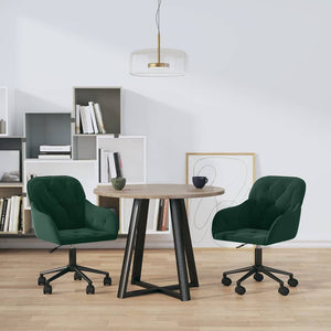 vidaXL Dining Chairs 2 pcs Swivel Dark Green Velvet