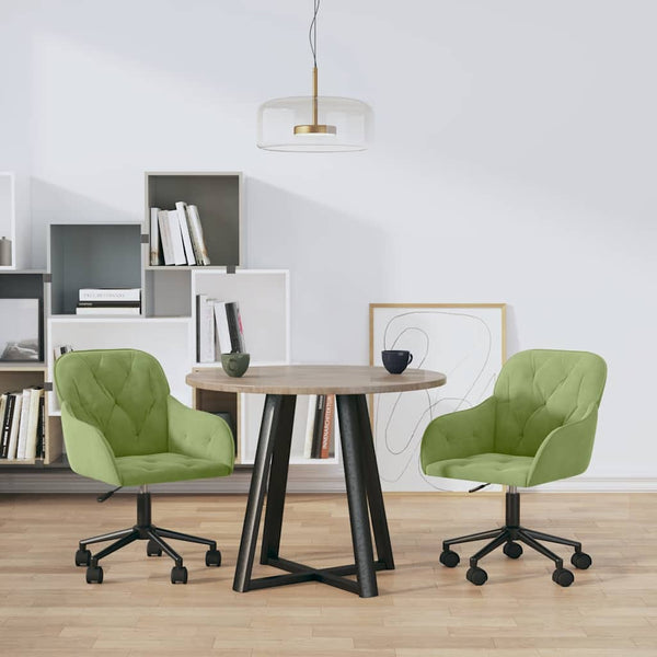 vidaXL Dining Chairs 2 pcs Swivel Light Green Velvet