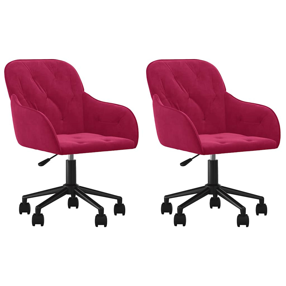vidaXL Dining Chairs 2 pcs Swivel Wine Red Velvet