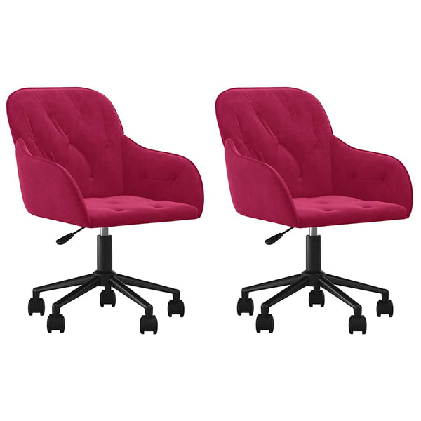 vidaXL Dining Chairs 2 pcs Swivel Wine Red Velvet