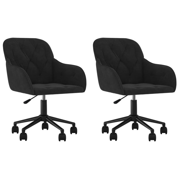 vidaXL Dining Chairs 2 pcs Swivel Black Velvet