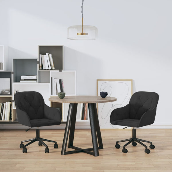 vidaXL Dining Chairs 2 pcs Swivel Black Velvet