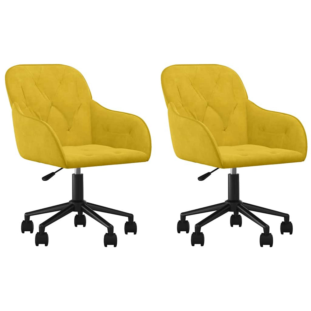 vidaXL Dining Chairs 2 pcs. Swivel Yellow Velvet